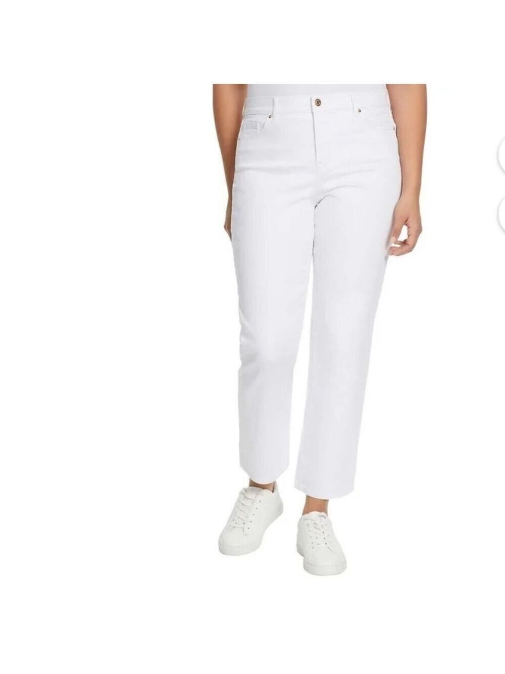 Ella Moss Ladies' Slim Straight Mid-Rise Ankle Jeans, White. Size 8/29